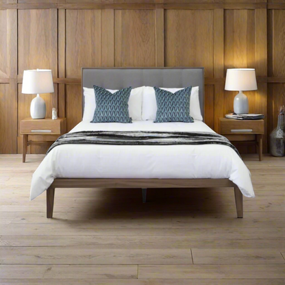 Twenty10 Designs Calla Kingsize Bed - Walnut with Grey Fabric Headboard