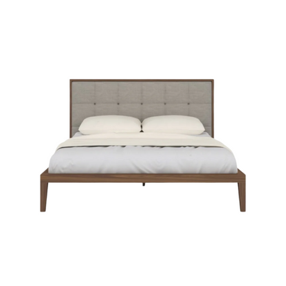 Twenty10 Designs Calla Kingsize Bed - Walnut with Beige Fabric Headboard