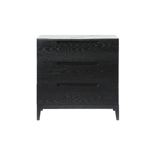 Twenty10 Designs Orchid 3 Drawer Chest - Black with Marbled White Top